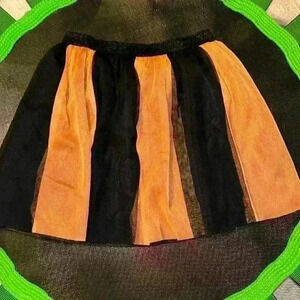 New NWT orange black tulle skirt lined glitter waist HALLOWEEN XL 14/16